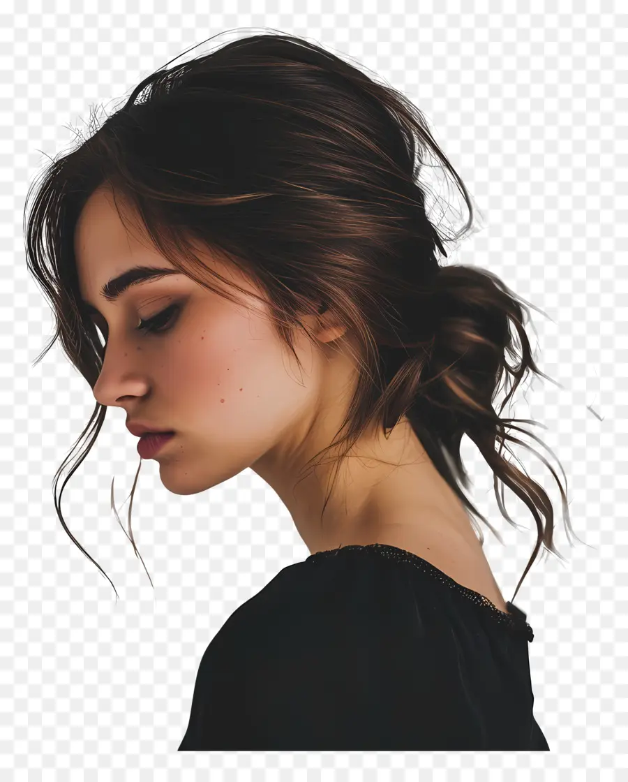 Mulher Triste，Perfil Lateral PNG