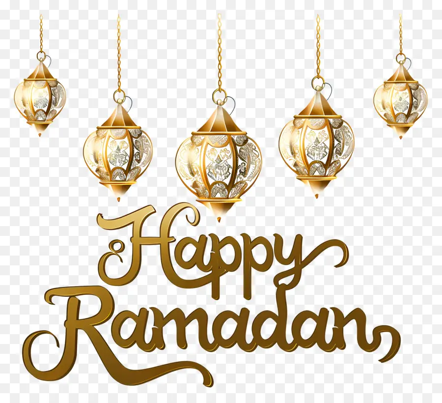 Feliz Ramadã，Lanternas De Ouro PNG