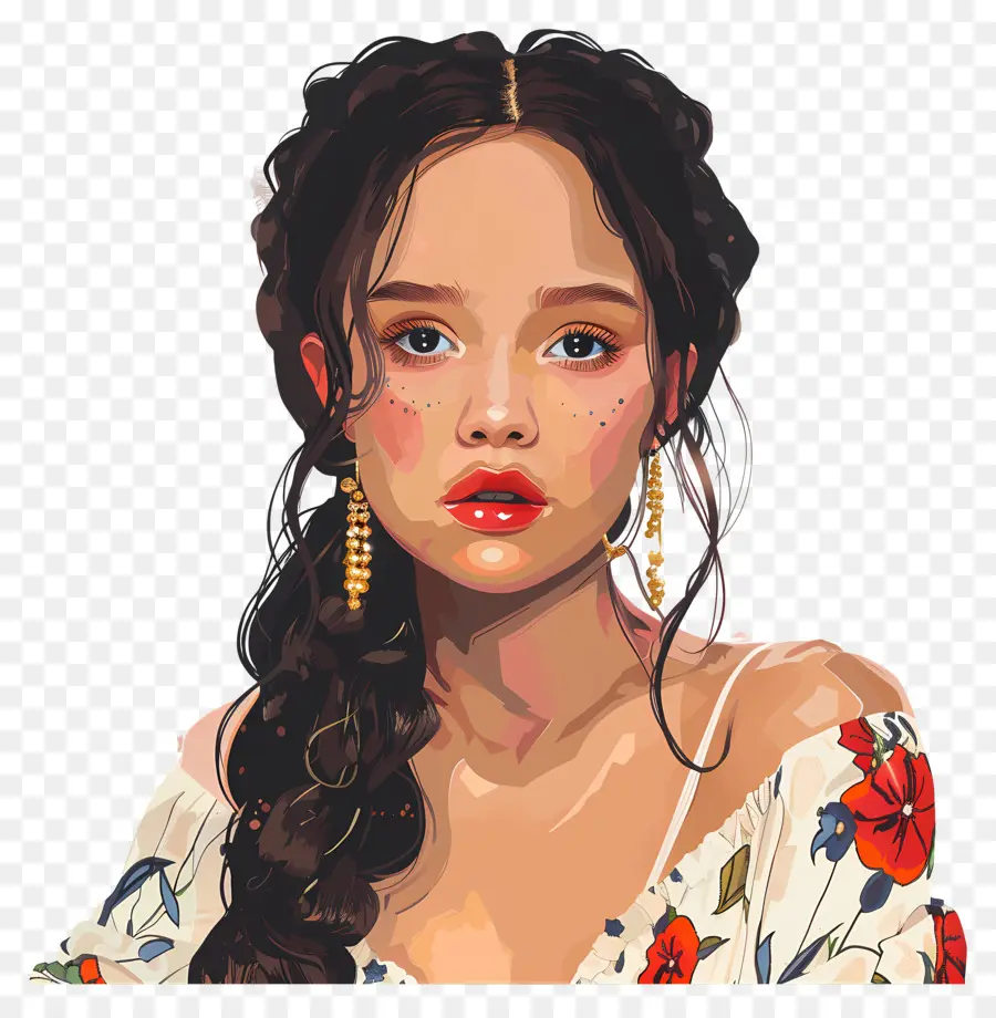 Jenna Ortega，Pintura Digital PNG