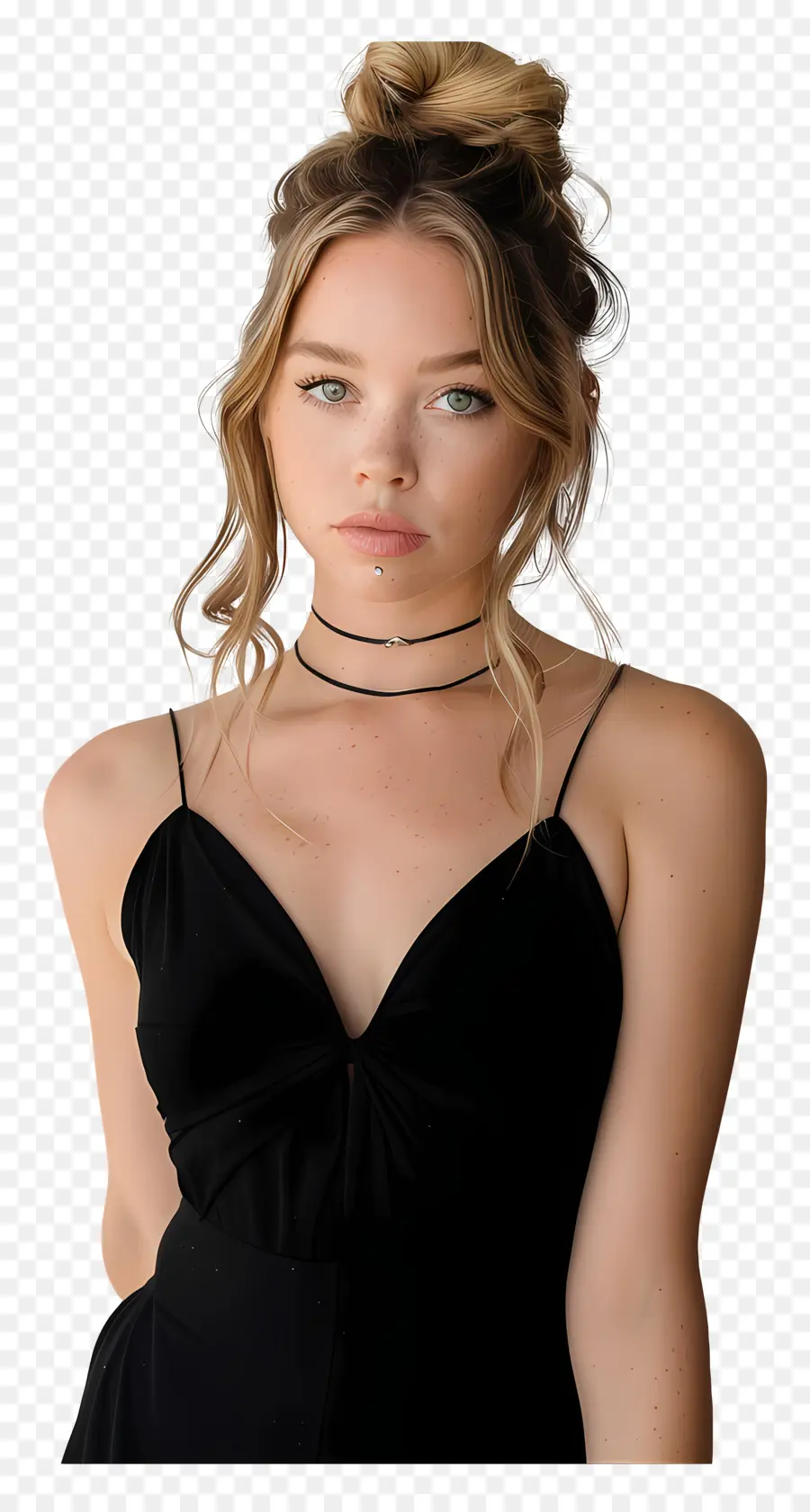 Sydney Sweeney，Vestido Preto PNG