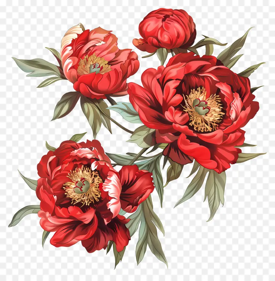 Peônias，Peônia Vermelha Flores PNG