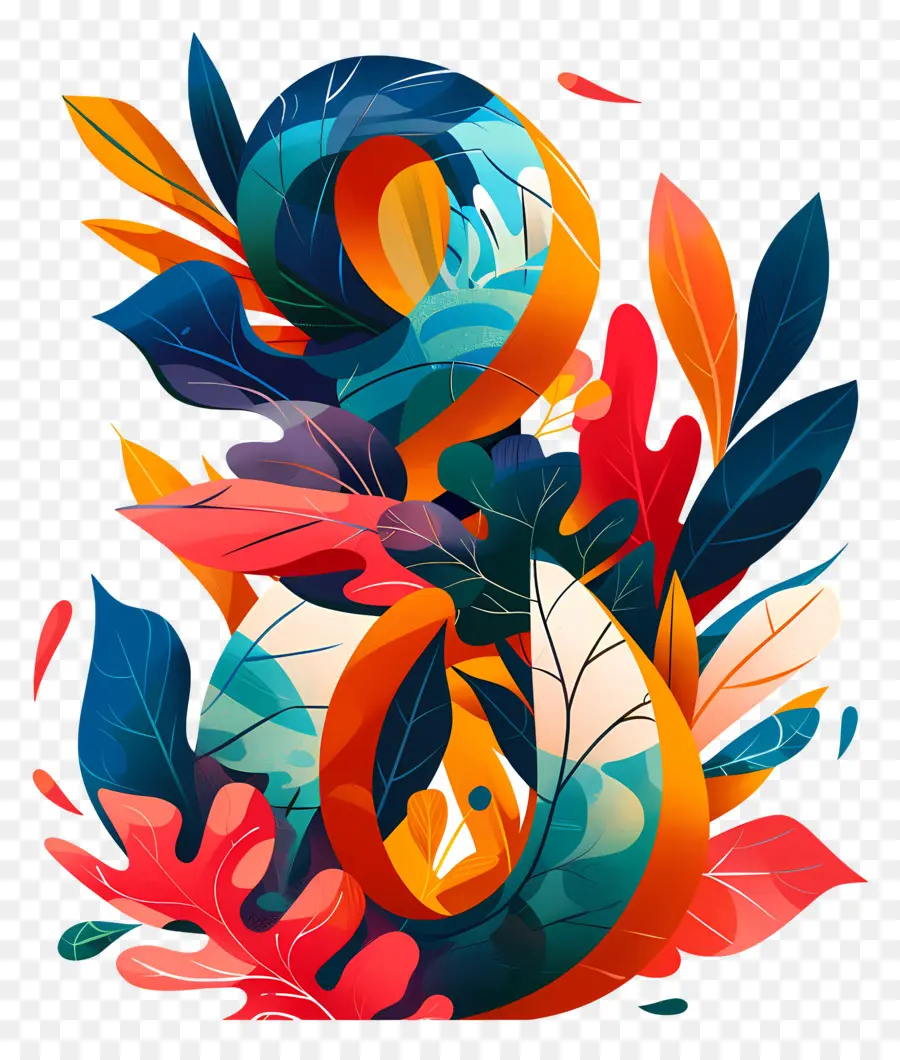 Número 8，Design Floral PNG