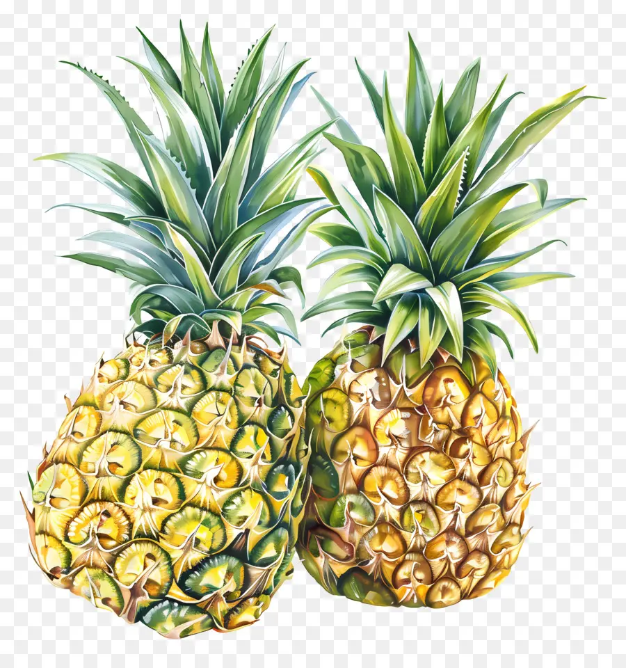Pineapples，Pintura Em Aquarela PNG