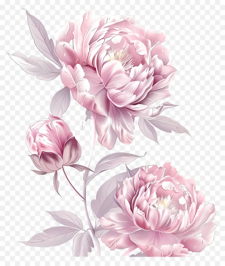 Peônias，Flores De Peônia Cor De Rosa PNG