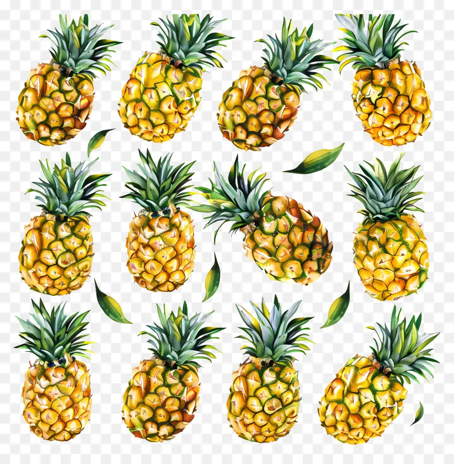 Pineapples，Aquarela PNG
