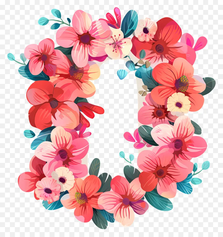 Número 0，Floral Letra PNG