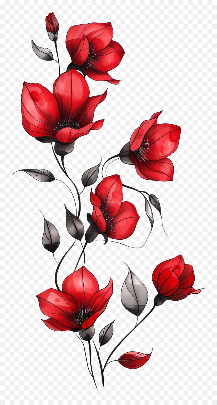 Flores Vermelhas，Papoilas Vermelhas PNG