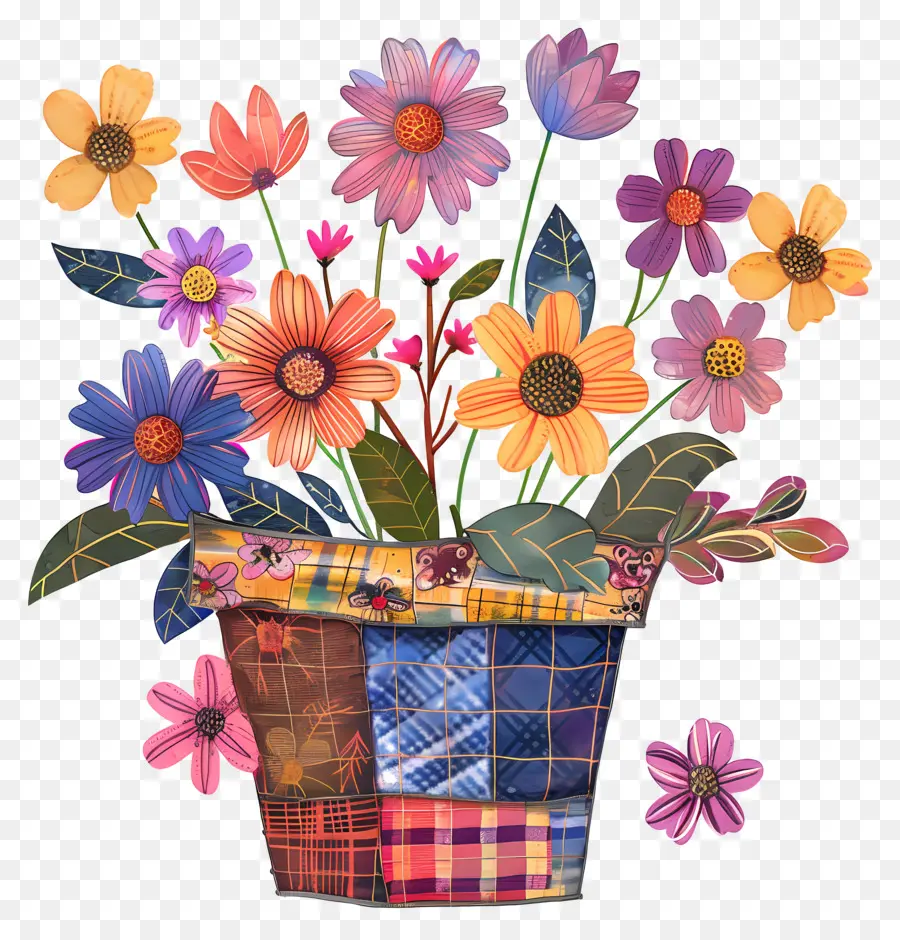 Flores No Balde，O Vaso De Flor PNG