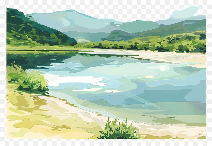 Paisagem De Verão，Pintura Serena PNG