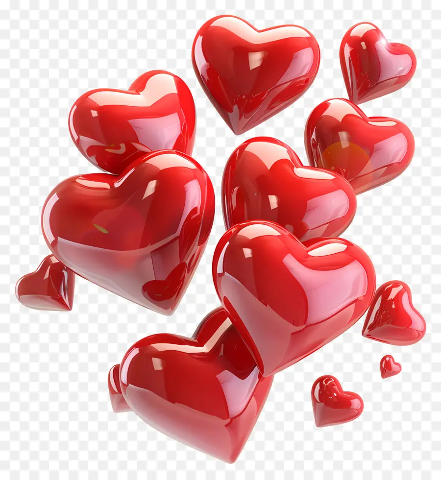 Corações Vermelhos Flutuantes，Corações De Plástico Vermelho PNG