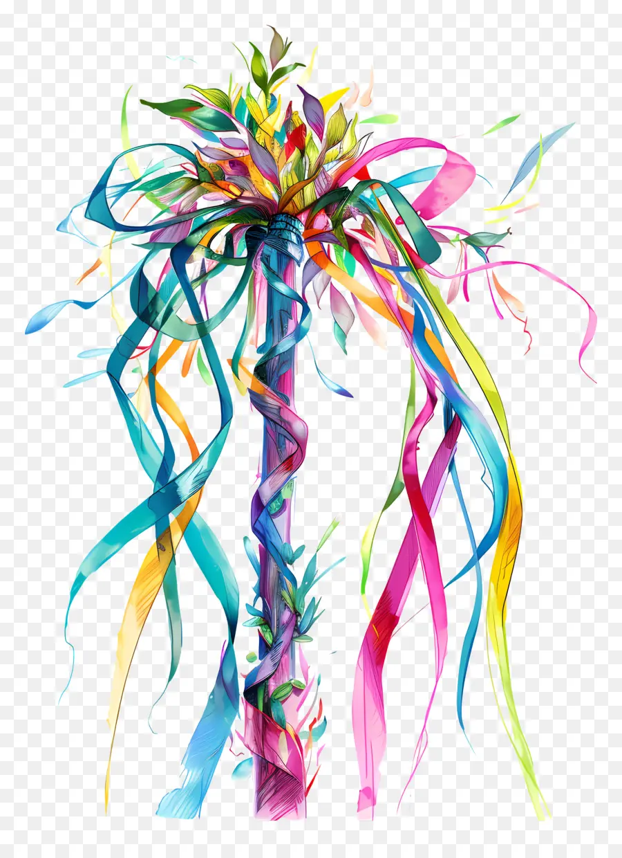 Maypole，Fitas Coloridas PNG