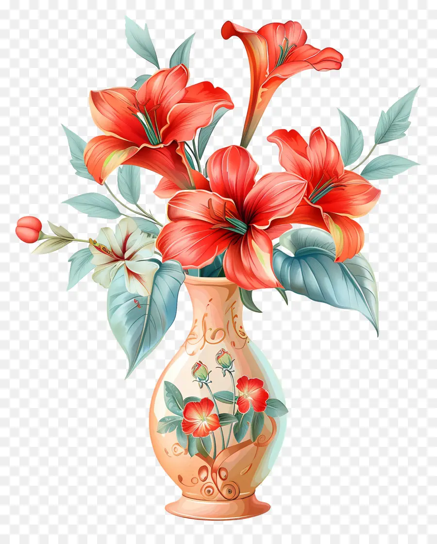 Vaso Com Flores，Flores PNG