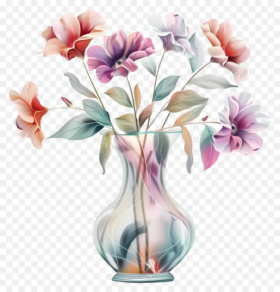 Vaso Com Flores，Flores Cor De Rosa PNG