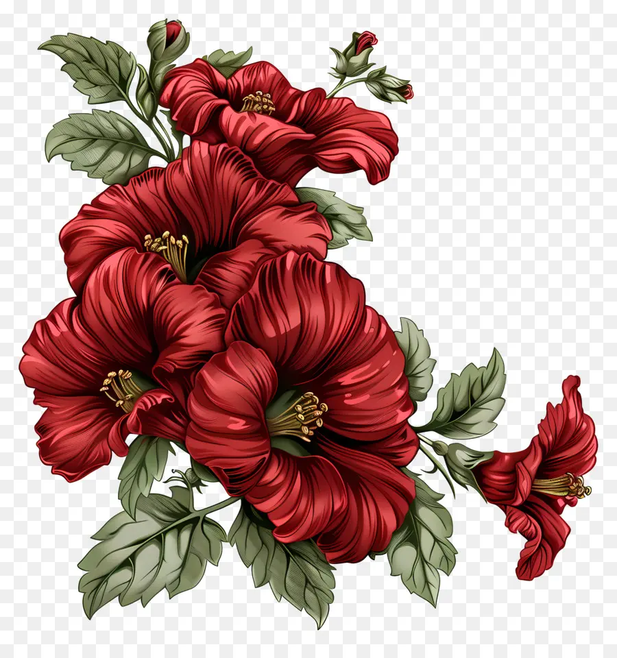 Flores Vermelhas，Flores De Hibisco Vermelho PNG