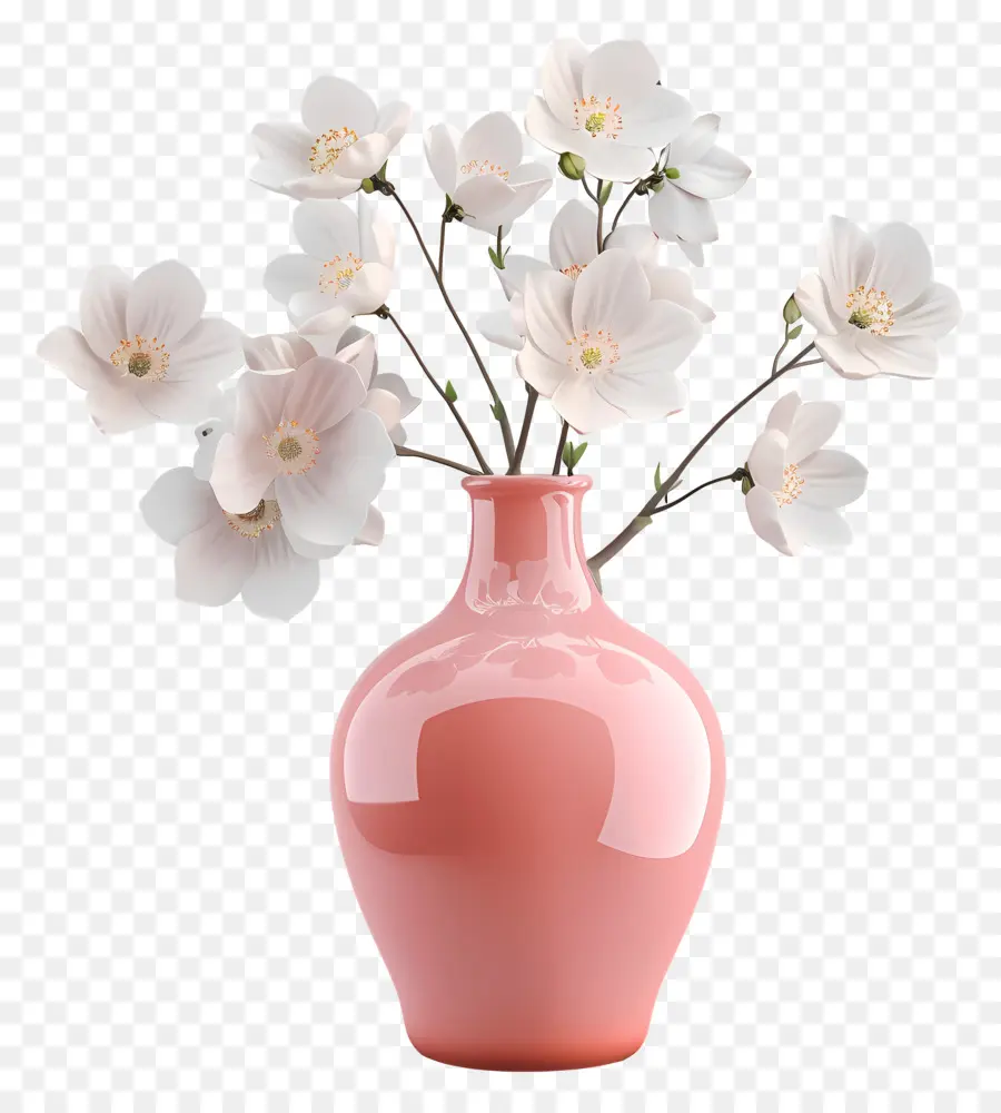 Vaso Com Flores，Flores Brancas PNG