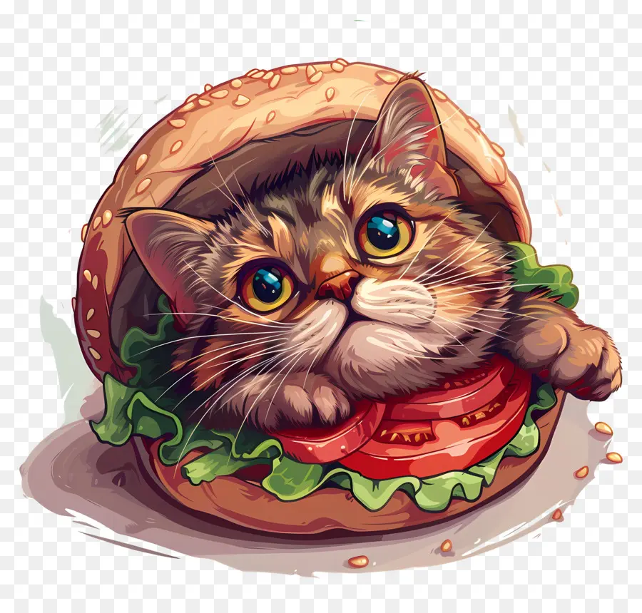 Gato Em Hamburger，Gatinho PNG