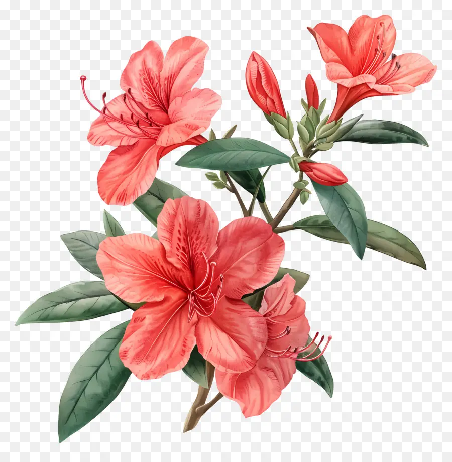 Planta Azalea，Flores Vermelhas PNG
