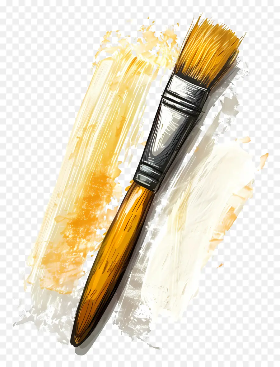 Pincel De Pintura，Tinta Amarela E Branca PNG