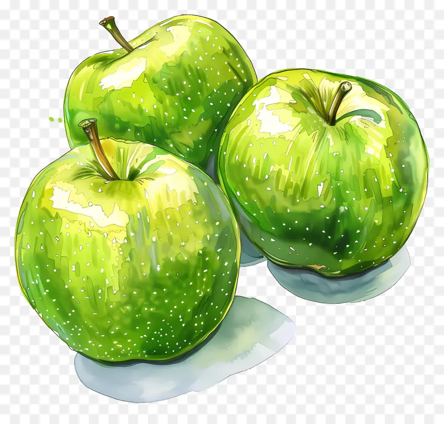 Apples Da Granny Smith，Pintura Em Aquarela PNG