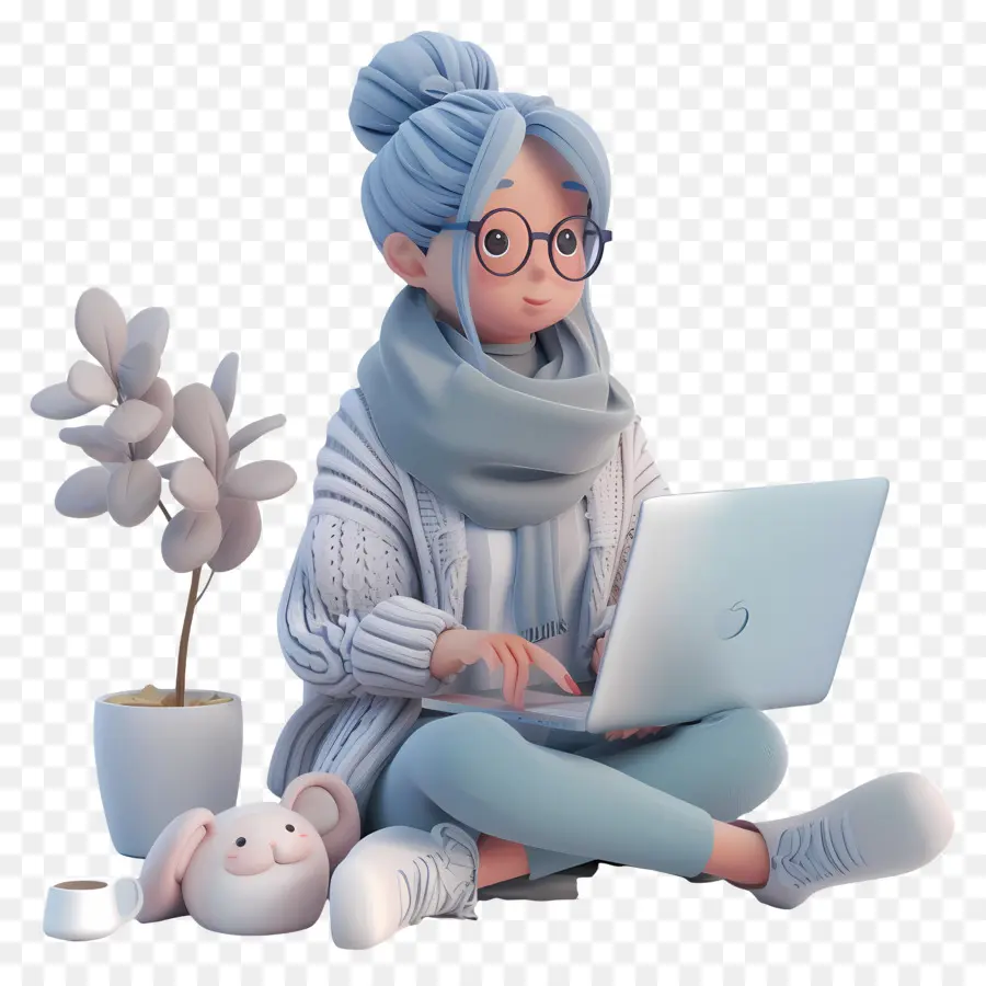 Mulher Com Laptop，Menina Com Laptop PNG