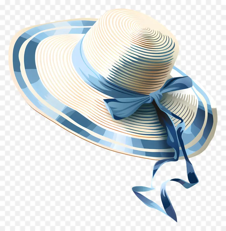 Chapéu De Sol De Palha，Chapéu Azul E Branco PNG