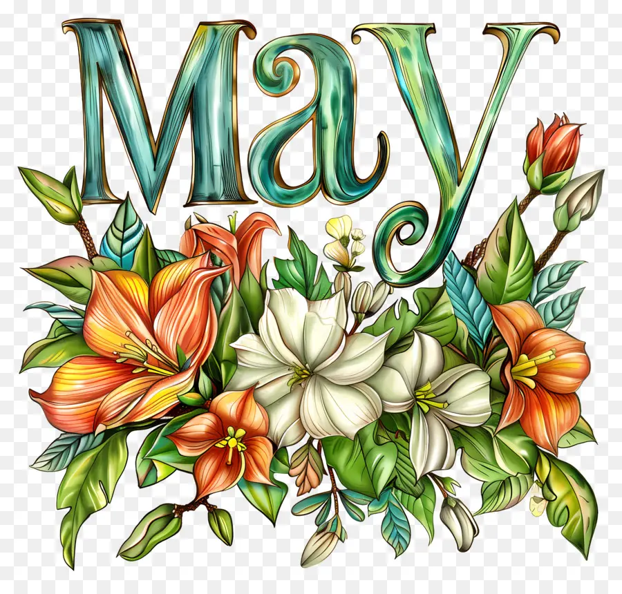 Olá Maio，Buquê Floral PNG