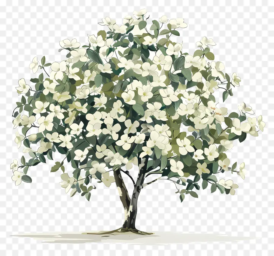Dogwood Tree，Flores Brancas PNG