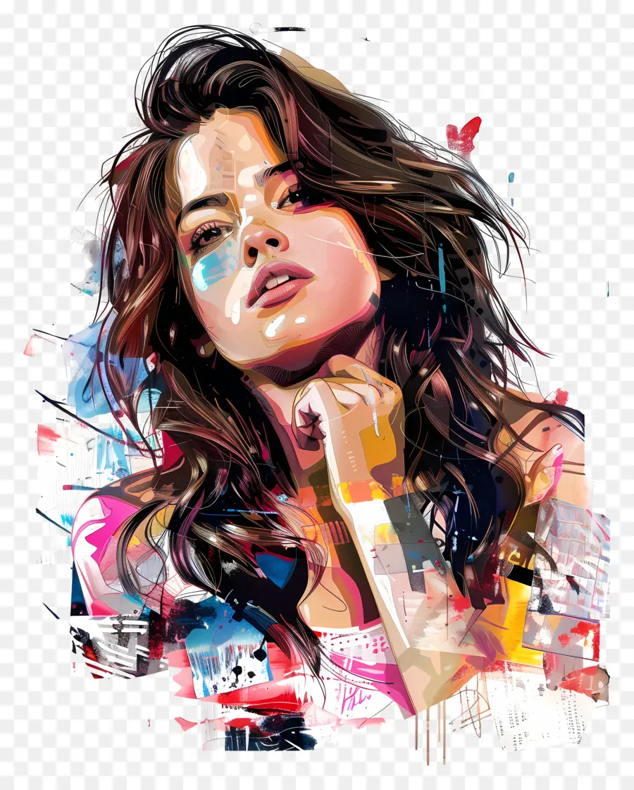 Selena Gomez，Pintura Digital PNG