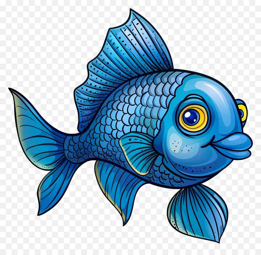Peixe De Desenho Animado Azul，Peixe Azul PNG