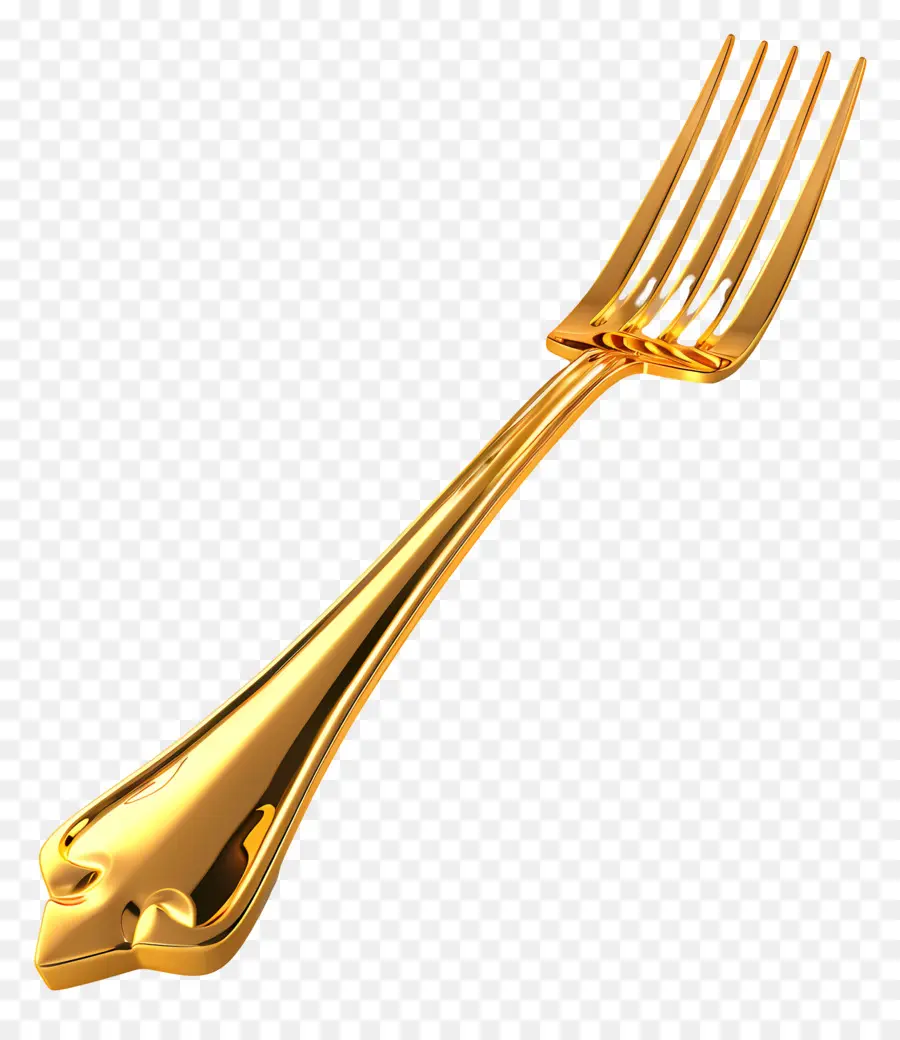 Gold Fork，Utensílio PNG