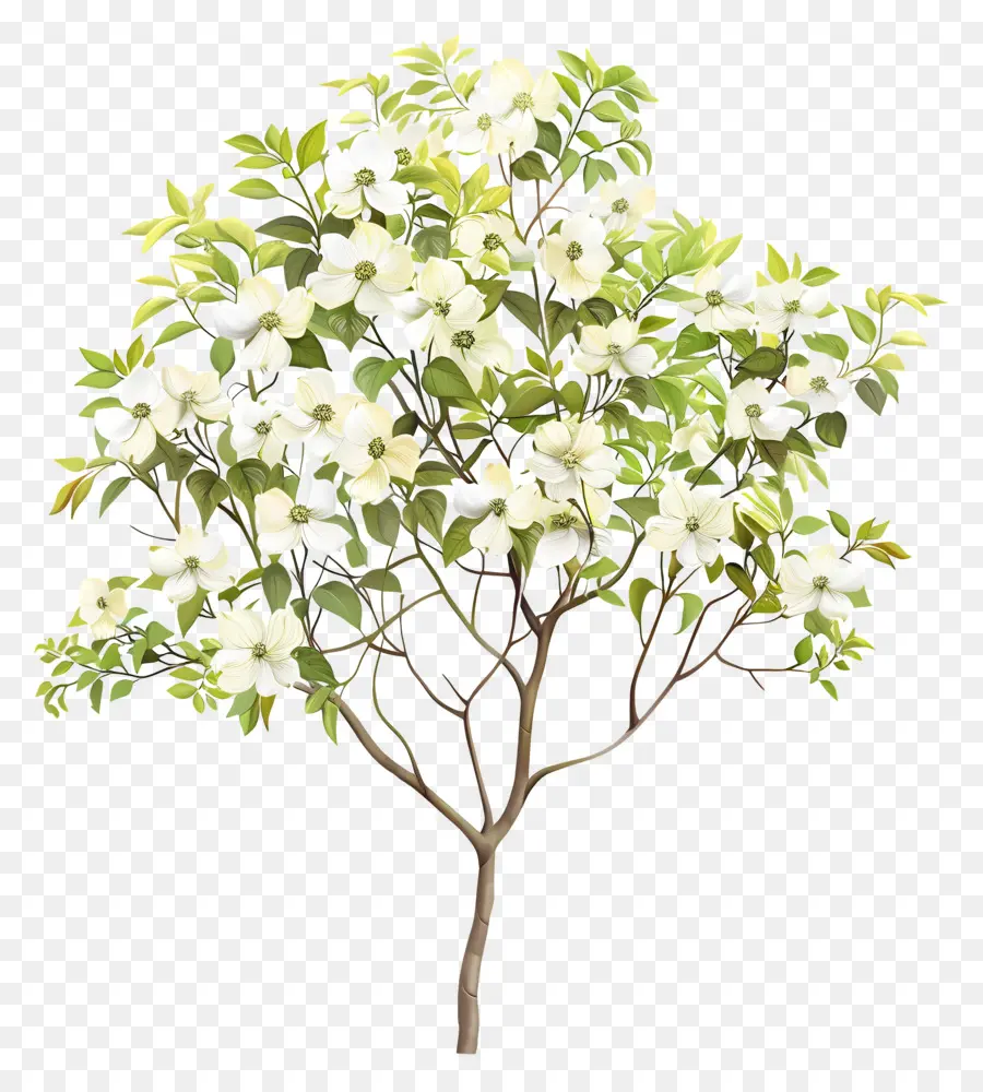 Dogwood Tree，Flores Brancas PNG