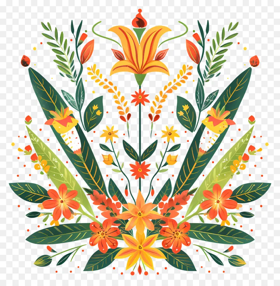 Gudi Padwa，Design Floral PNG