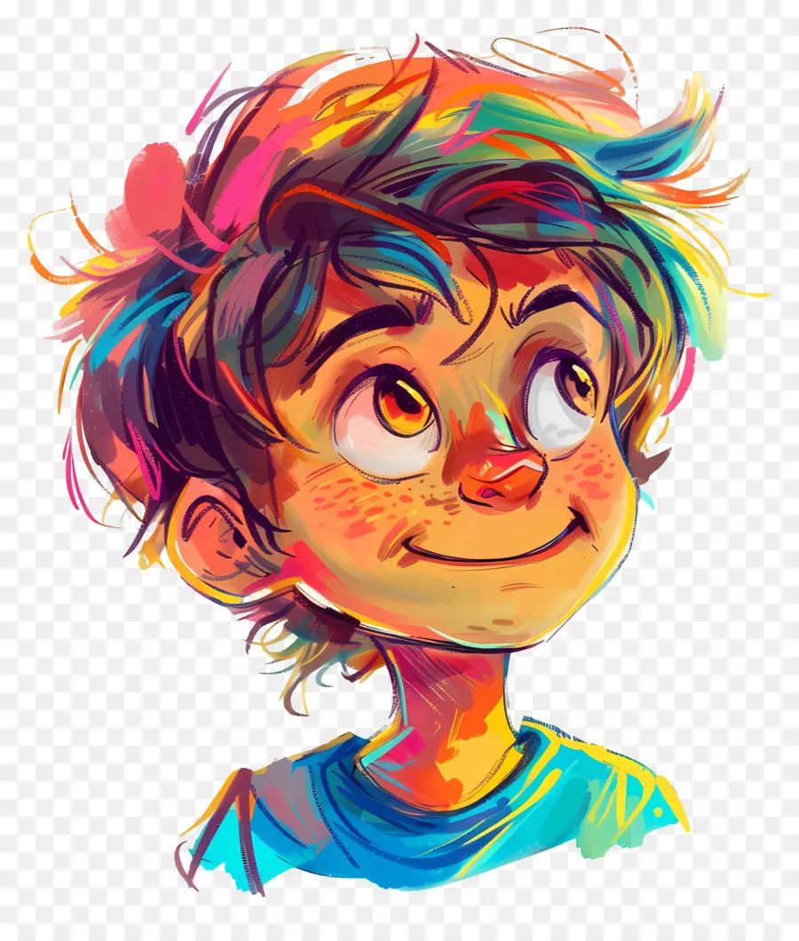 Little Boy，Cabelo Colorido PNG