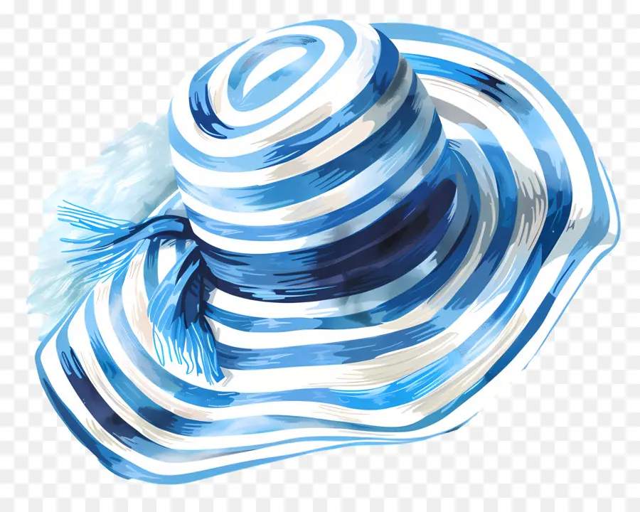 Chapéu De Sol De Palha，Chapéu Listrado Azul E Branco PNG