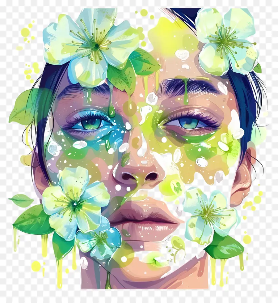 Alergia，Pintura De Rosto Floral PNG
