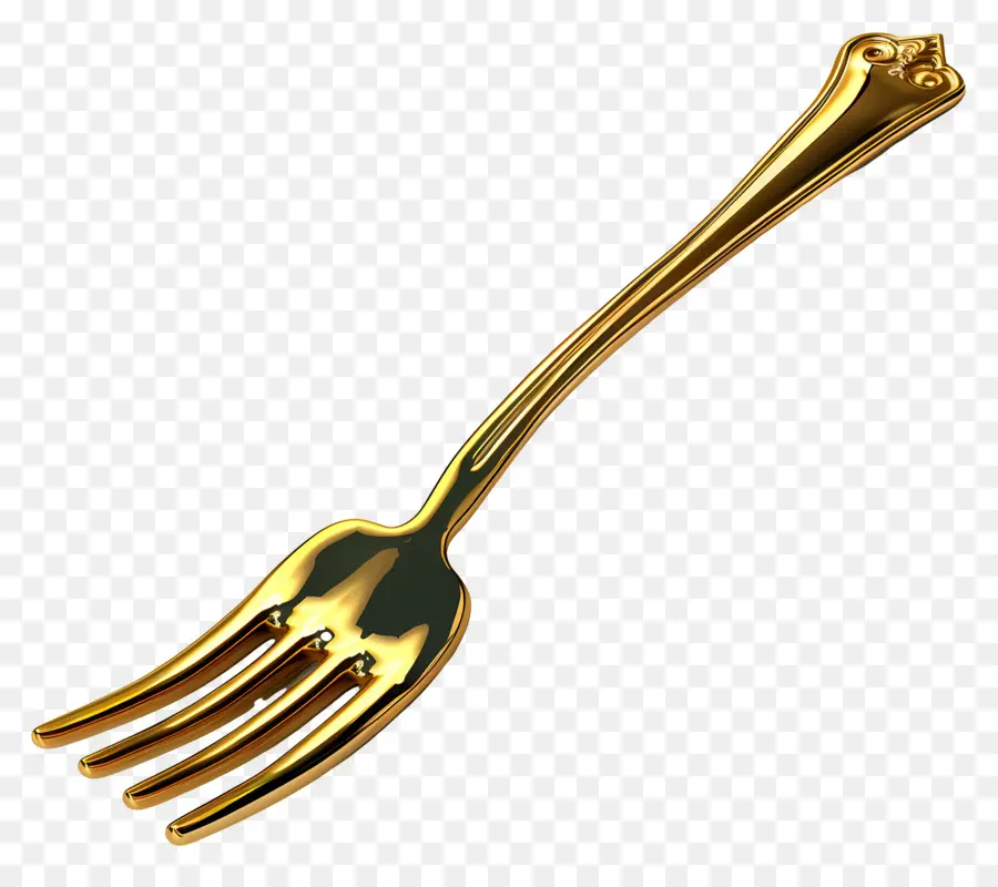 Gold Fork，Alça Ornamentada PNG