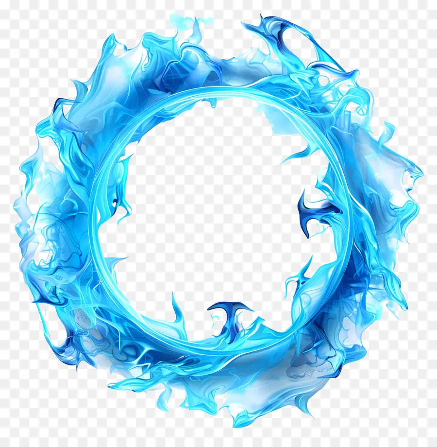 Círculo De Chama Azul，água PNG