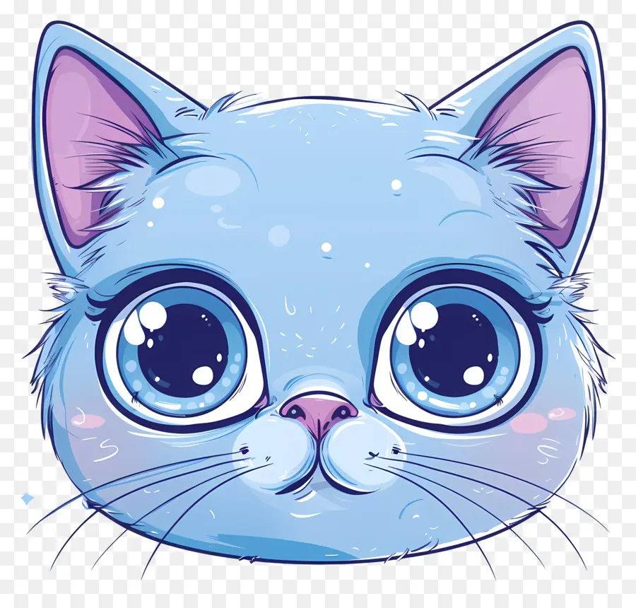 Face De Gato Azul，Gato Dos Desenhos Animados PNG