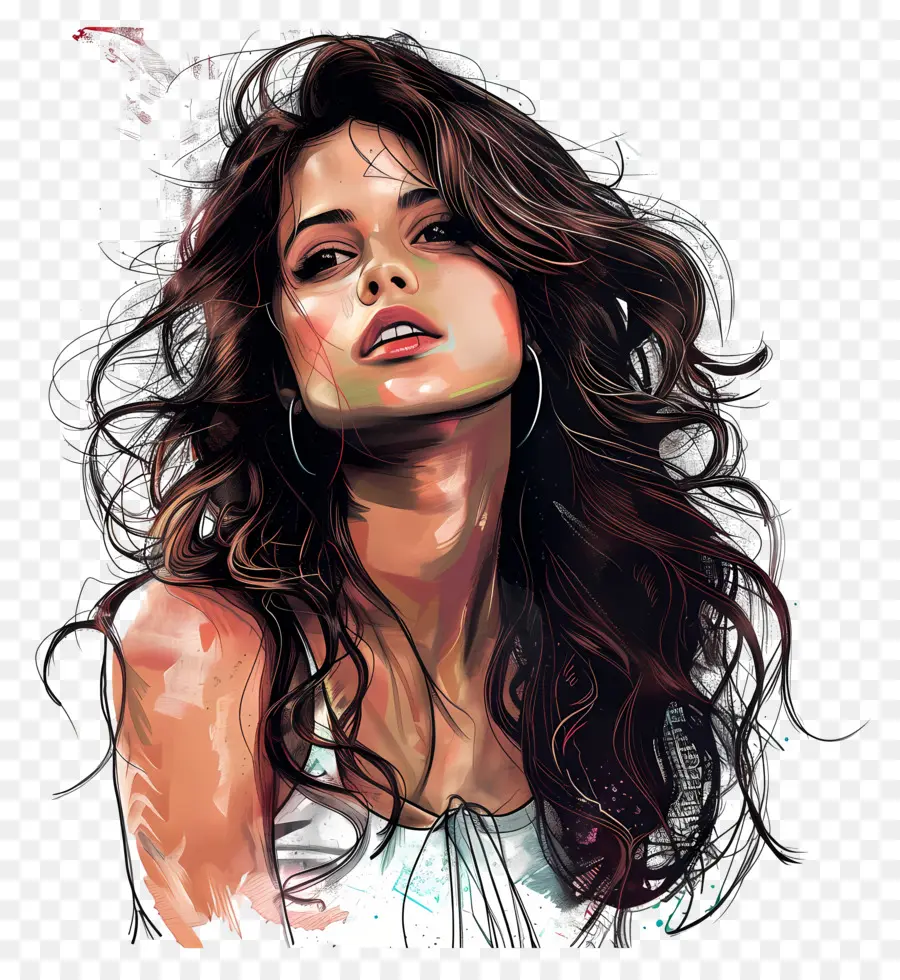 Selena Gomez，Pintura Digital PNG