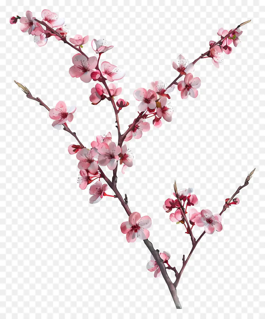 Branch De Cerejeira Florescente，Flor De Cerejeira PNG