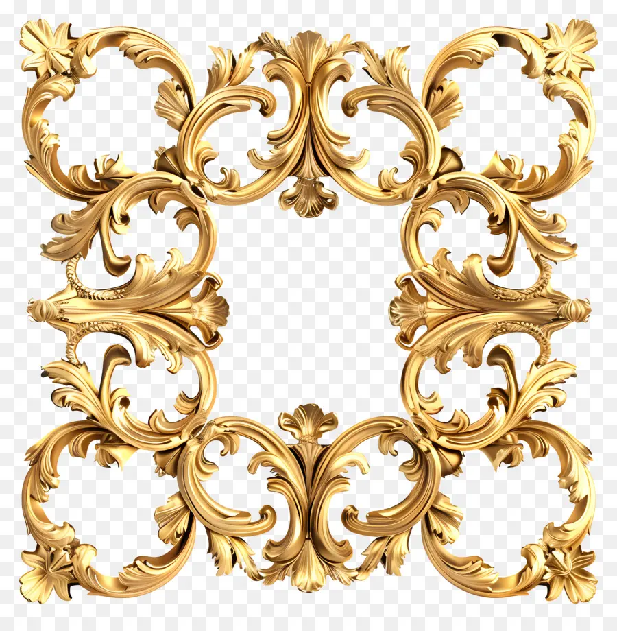 Moldura De Ouro，Design Floral PNG