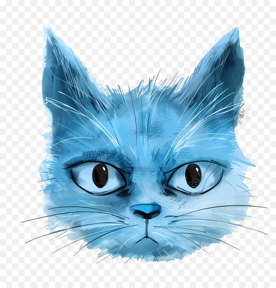 Face De Gato Azul，Pintura Em Aquarela PNG
