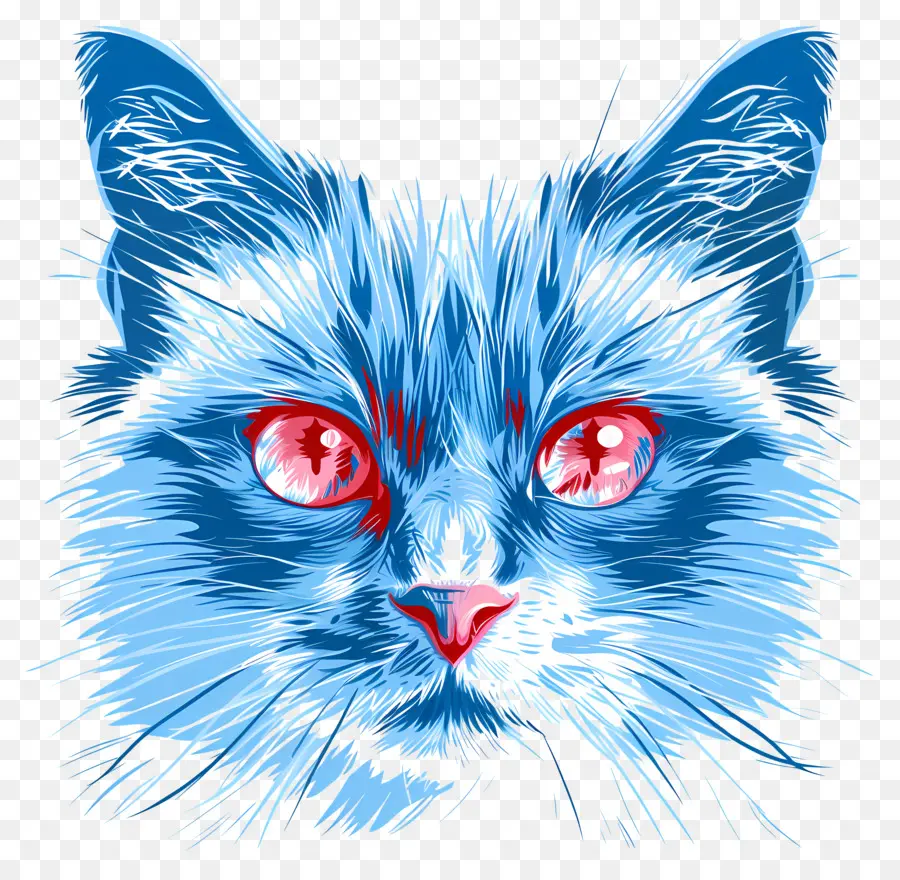 Face De Gato Azul，Trabalho De Arte Digital PNG
