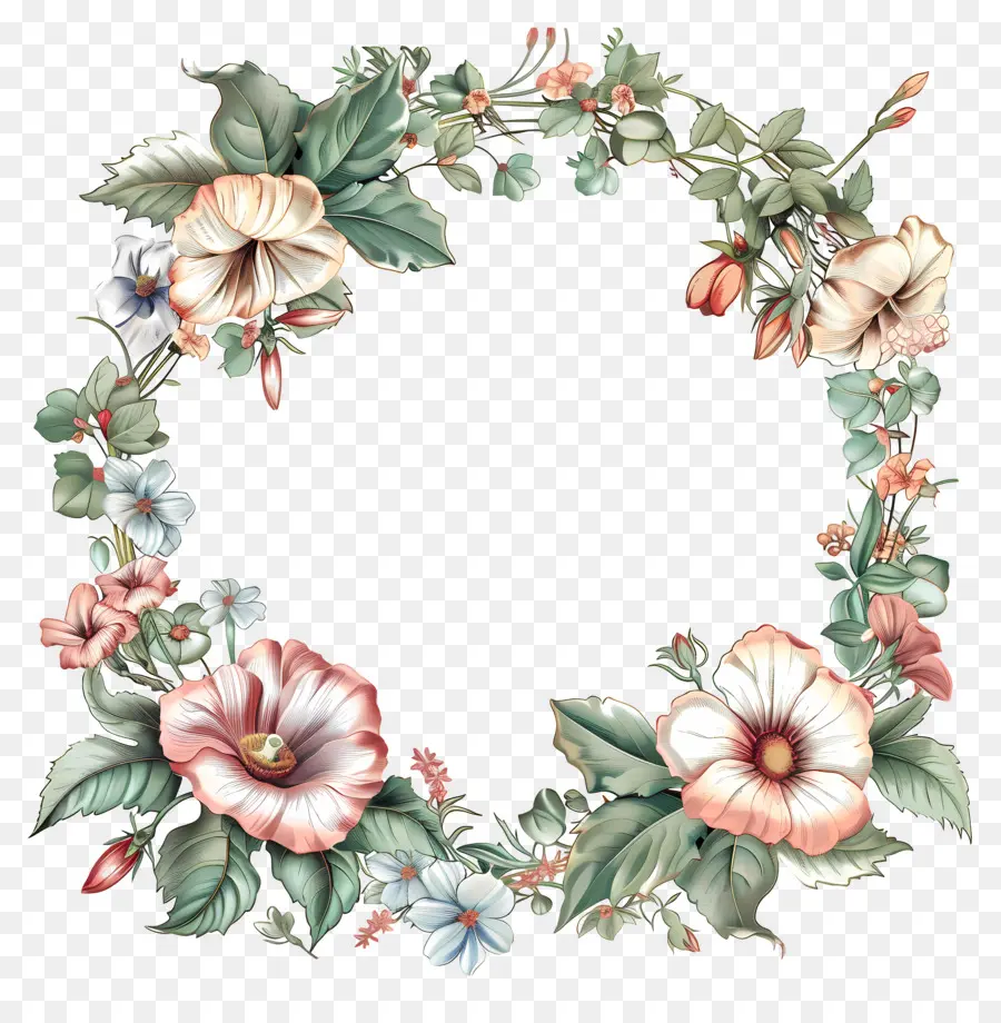 Flower Frame，Flores Cor De Rosa PNG