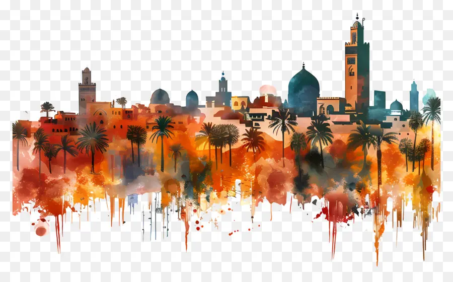 Marrakesh，Pintura Em Aquarela PNG