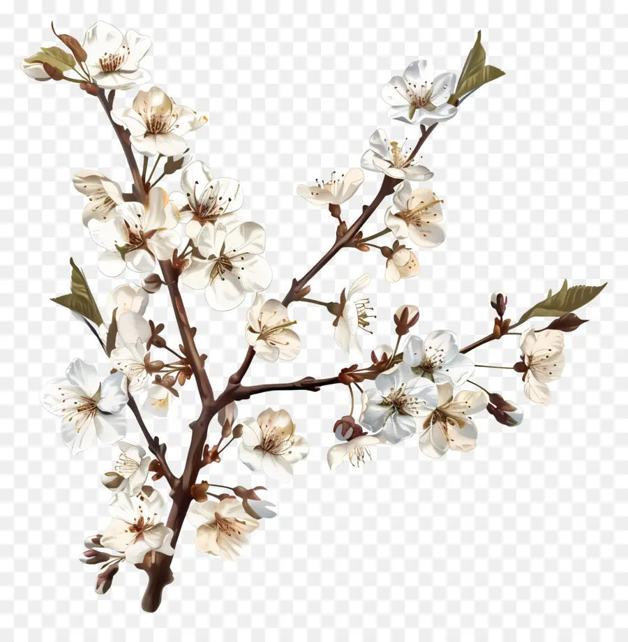 Branch De Cerejeira Florescente，Árvore De Ameixa Branca PNG