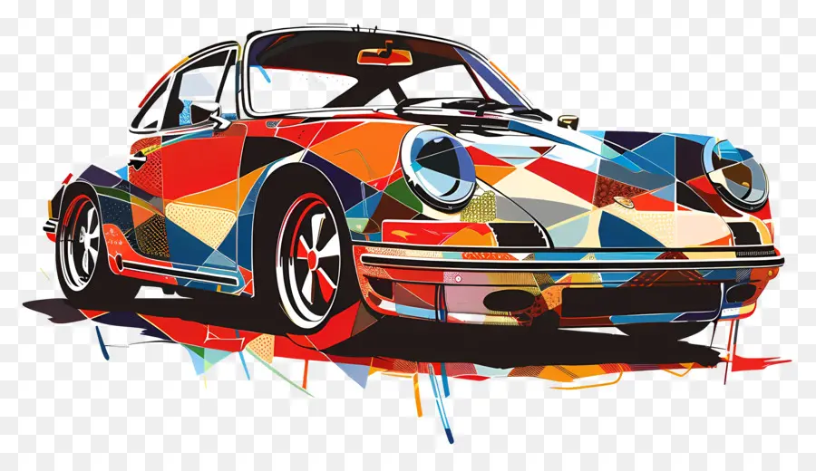 Porsche Silhueta，Carro De Arte Abstrato PNG