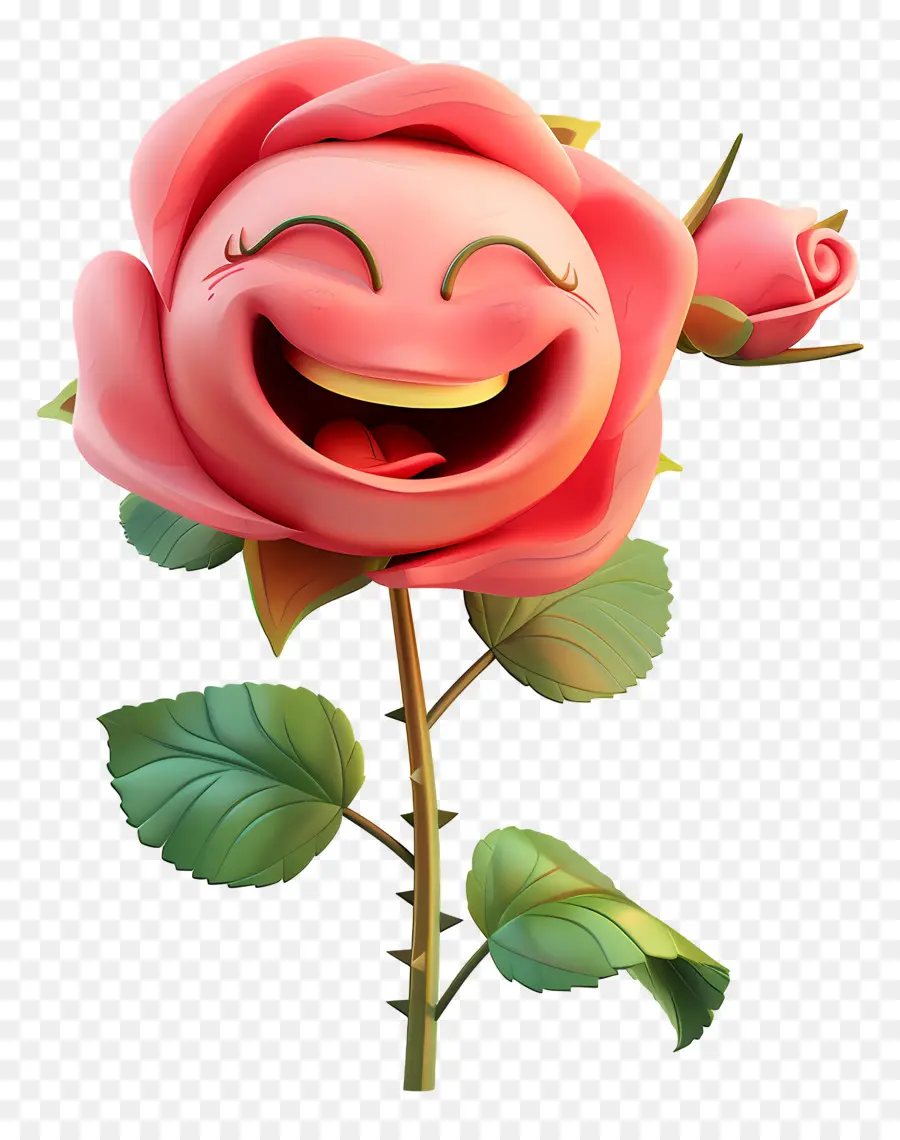 Flores De Desenhos Animados 3d，Rosa Cor De Rosa PNG