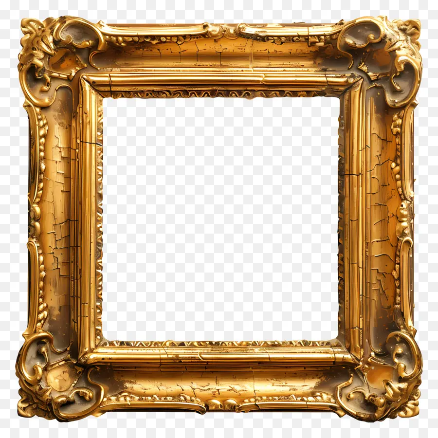 Ouro Photo Frame，Golden Frame PNG