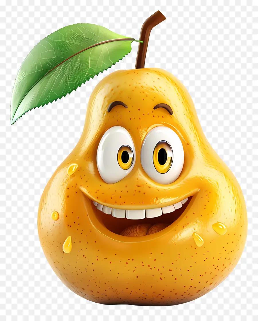 Fruta De Desenho Animado 3d，Pear Sorridente PNG